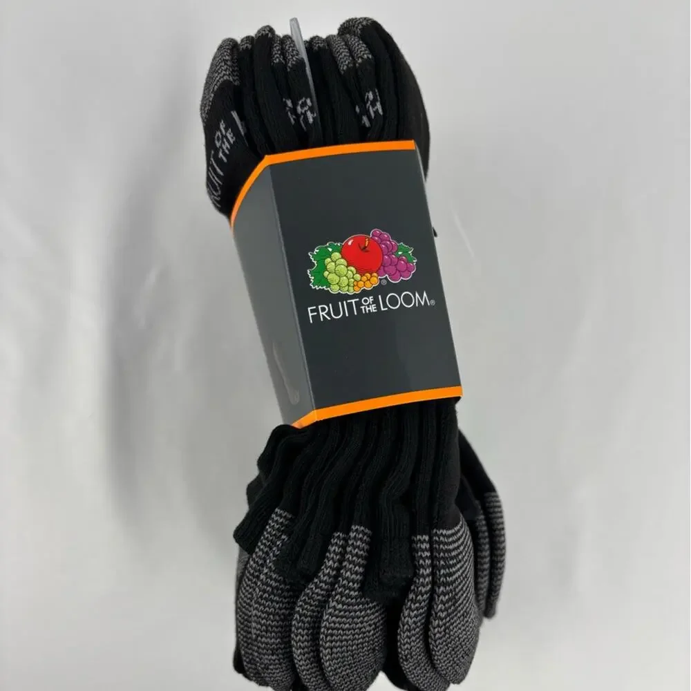 NWT Fruit of the Loom Men's Athletic Socks No Show- Black 6 pairs - Picture 2 of 3